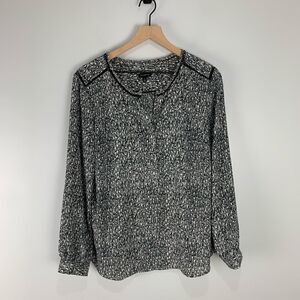 Talbots Black/White Pattern Long Sleeve Blouse L